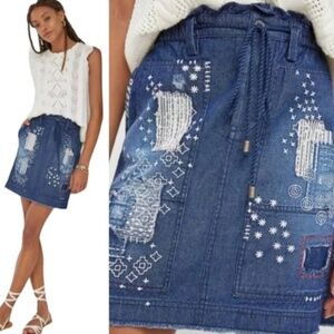 Pilcro Anthropologie Patchwork Denim Skirt Small